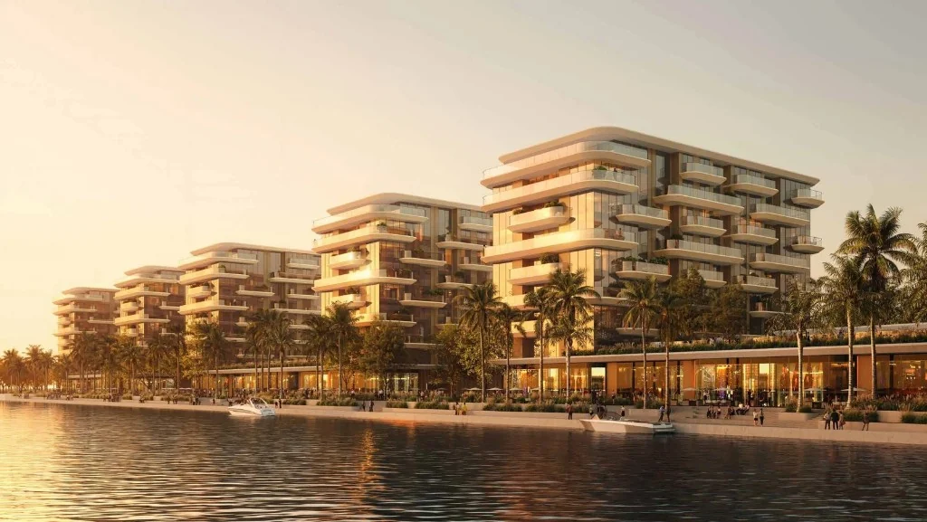 Furnished apartment balconies overlooking Yas Island at Manchester City Yas Residences by Ohana